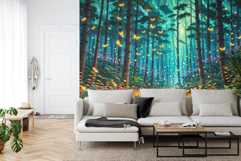Enchanted Forest Mural, Magical Trees Wallpaper Gift