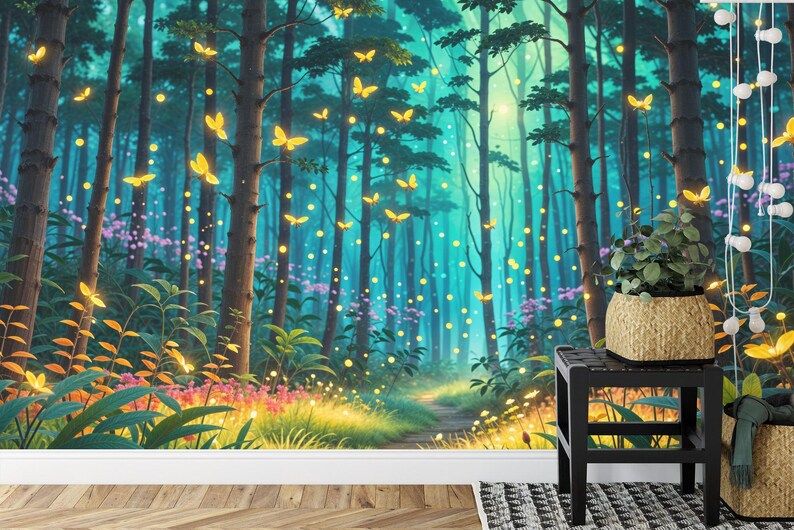 Enchanted Forest Mural, Magical Trees Wallpaper Gift