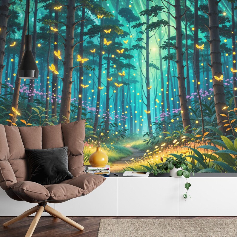 Enchanted Forest Mural, Magical Trees Wallpaper Gift