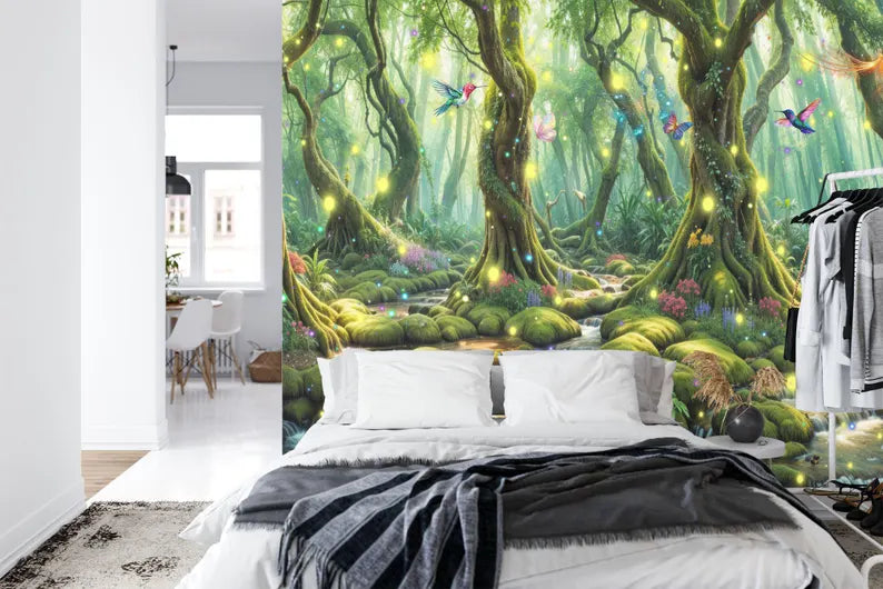 Enchanted Forest Wallpaper Mural Girls Room Decor