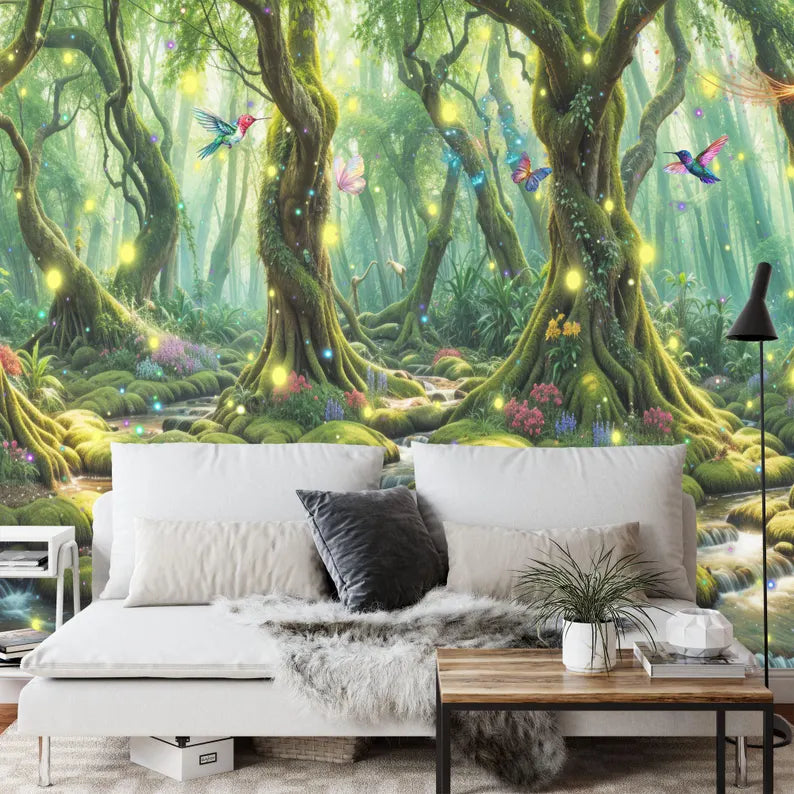 Enchanted Forest Wallpaper Mural Girls Room Decor