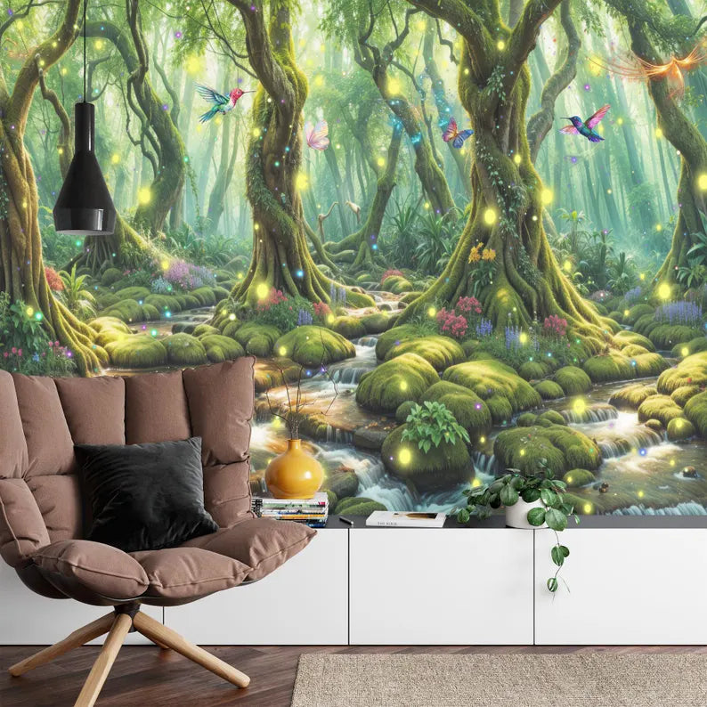 Enchanted Forest Wallpaper Mural Girls Room Decor
