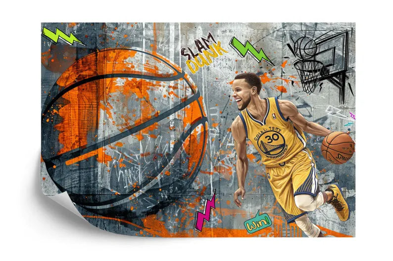 Graffiti Basketball Mural, Urban Gym Decor Art Print