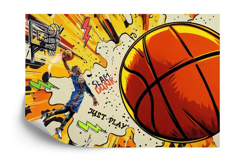 Graffiti Basketball Mural, Urban Gym Decor Art Print