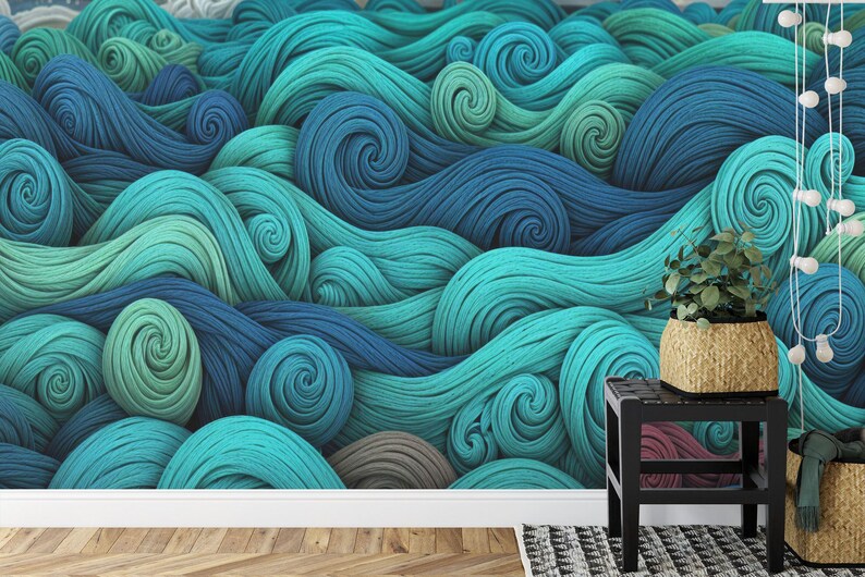 Playful Waves Wall Mural: Colorful, Easy-Install
