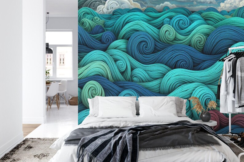 Playful Waves Wall Mural: Colorful, Easy-Install