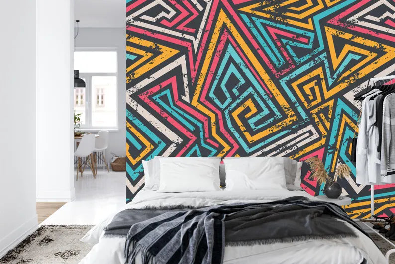 Colorful Graffiti Geometric Mural Art Print