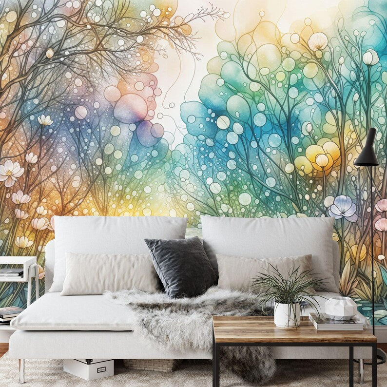 Crystalline Forest Stream Wallpaper Mural Art Print