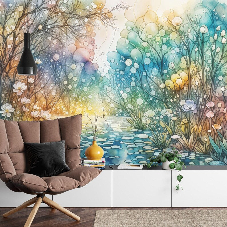 Crystalline Forest Stream Wallpaper Mural Art Print