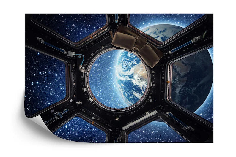 3D Earth View Wallpaper Mural, Spaceship Window Gift