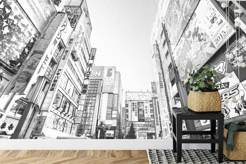 Tokyo City Street Wallpaper Mural, Anime Room