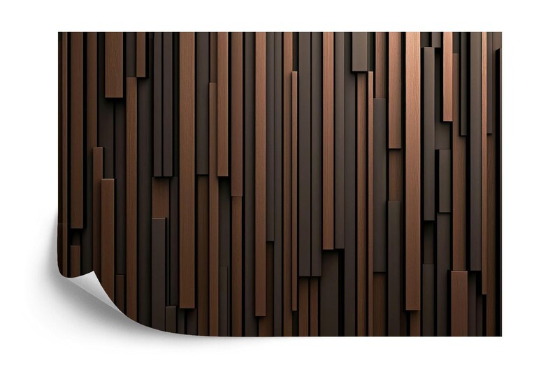 Wallpaper, Brown and Black Striped Wooden Wall Mural