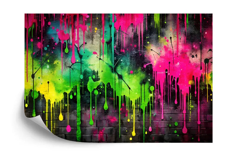 Colorful Graffiti Splatter Wallpaper Mural, Easy-Install