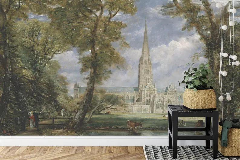 Premium landscape painting wall mural showcasing traditional art design for sophisticated interiors
