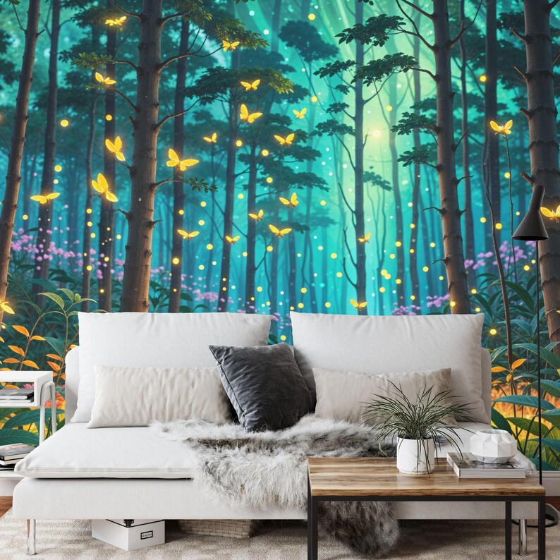 Enchanted Forest Mural, Magical Trees Wallpaper Gift
