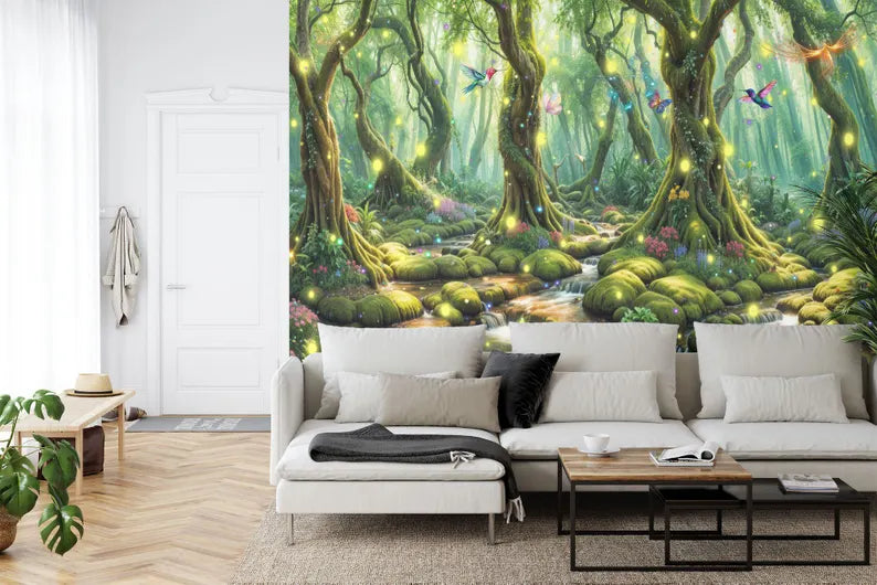 Enchanted Forest Wallpaper Mural Girls Room Decor