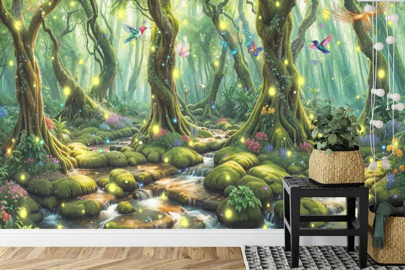 Enchanted Forest Wallpaper Mural Girls Room Decor