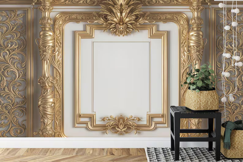 3D Gold Column Wallpaper Mural Art Print