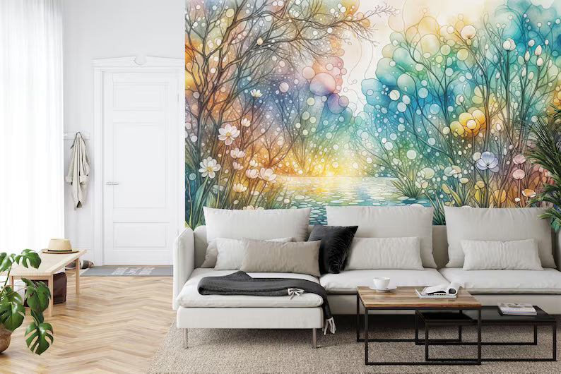 Crystalline Forest Stream Wallpaper Mural Art Print