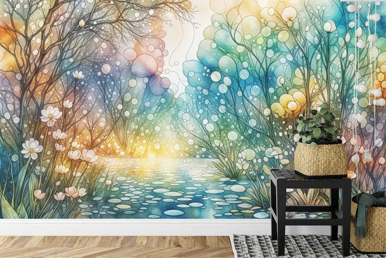 Crystalline Forest Stream Wallpaper Mural Art Print