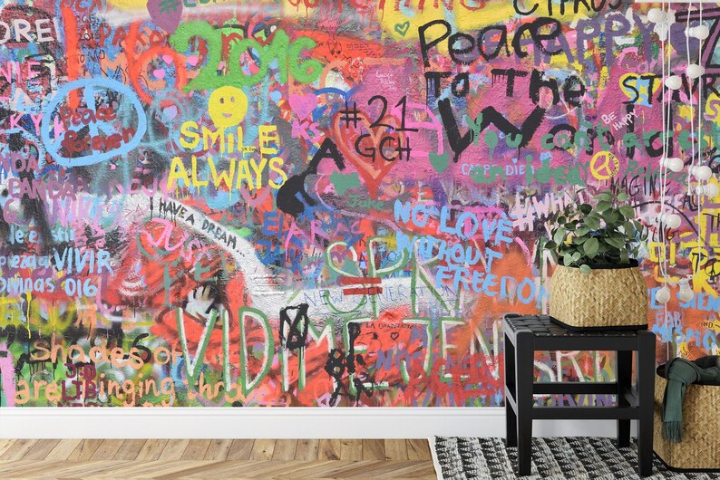 Graffiti Art Wallpaper Mural: Urban Street Style, Easy-Install