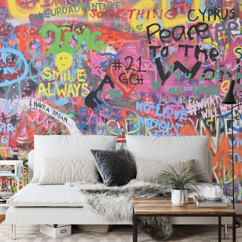 Graffiti Art Wallpaper Mural: Urban Street Style, Easy-Install