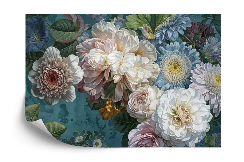 Baroque Flowers Rich Deep Colors Peonies - classic floral wall art with deep color palette