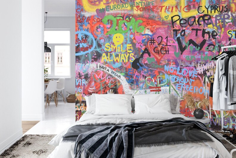 Graffiti Art Wallpaper Mural: Urban Street Style, Easy-Install