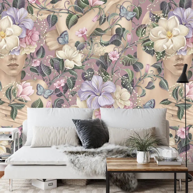 wallpaper mural close view focusing on illustration quality textures and visual depth for interior decoration wall decor wa
