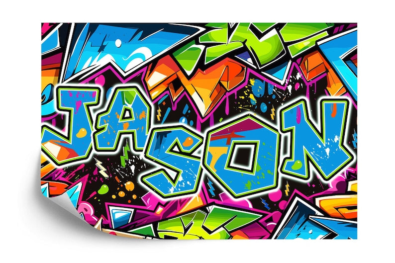 Personalized Graffiti Name Wallpaper, Kids Room Decor