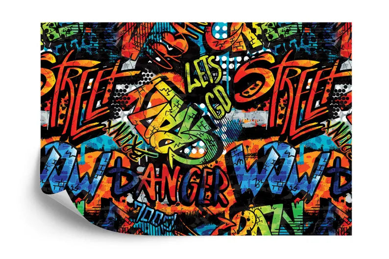 Colorful Graffiti Street Wallpaper Mural, Teen Room Decor
