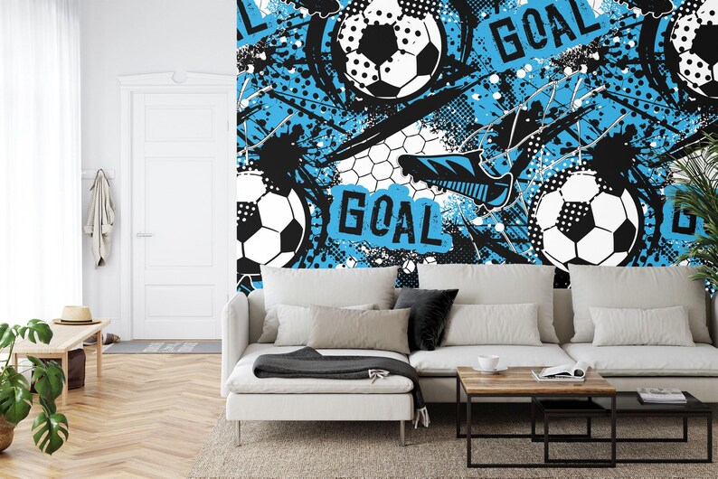 Football Soccer Mural, Boys Room Decor