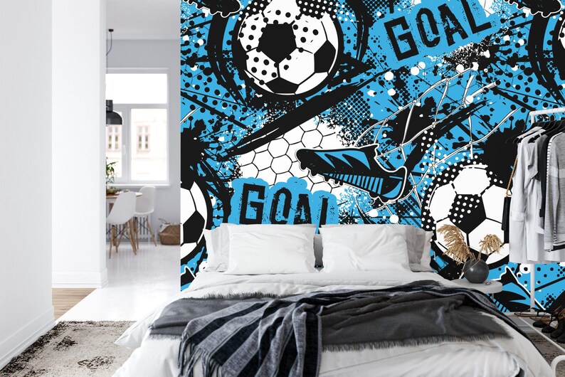 Football Soccer Mural, Boys Room Decor