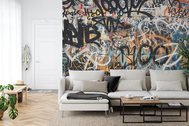 Graffiti Street Wallpaper Mural, Urban Abstract Art