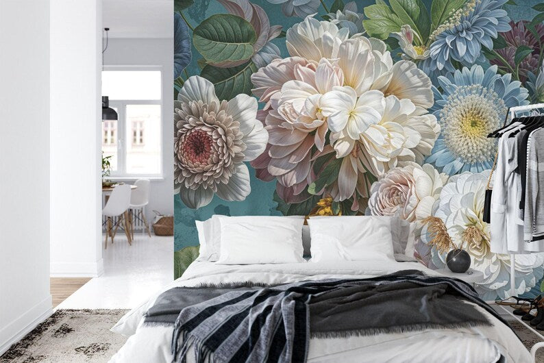 Baroque Flowers Rich Deep Colors Peonies - vintage-inspired peony wall decor