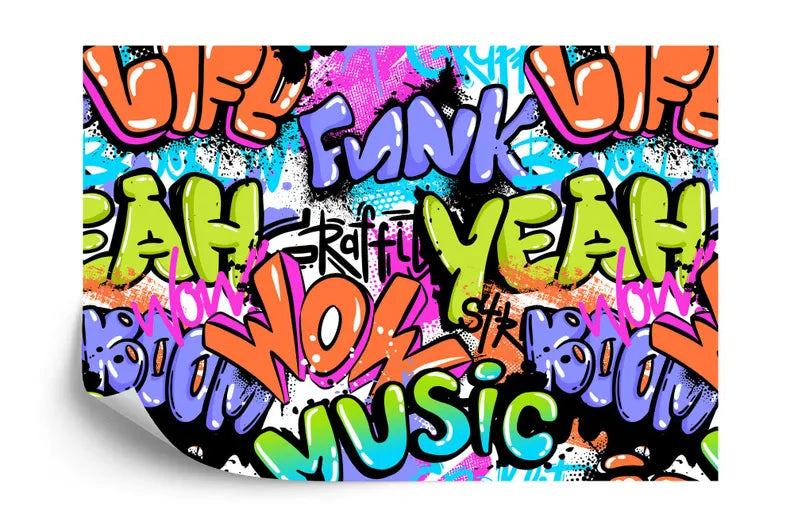 Colorful Graffiti Street Wallpaper Mural, Teenage Room Decor