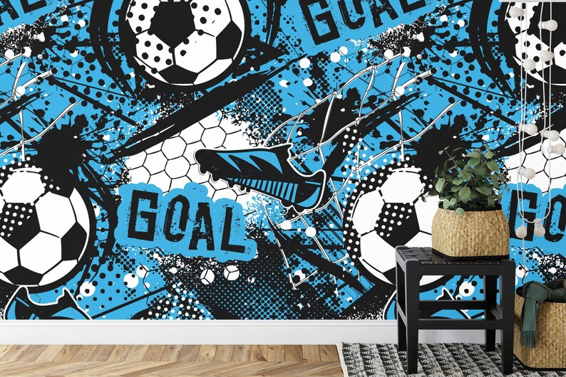 Football Soccer Mural, Boys Room Decor