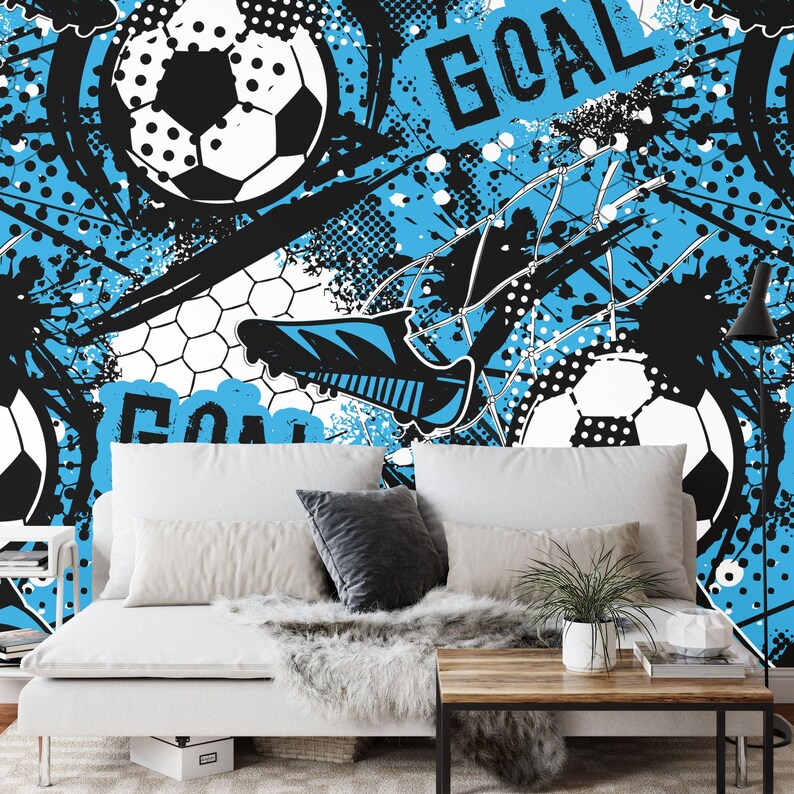 Football Soccer Mural, Boys Room Decor