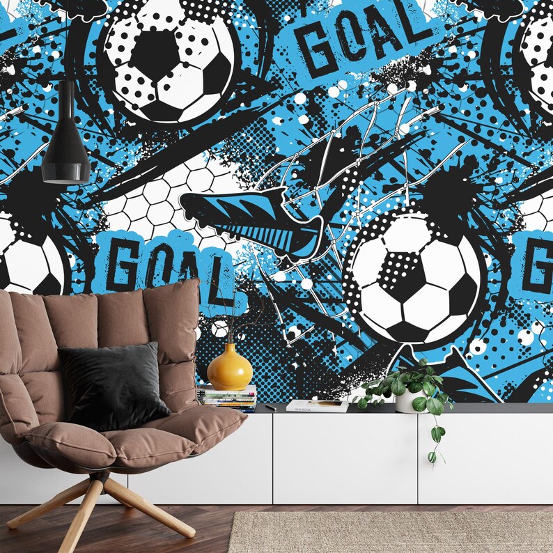Football Soccer Mural, Boys Room Decor