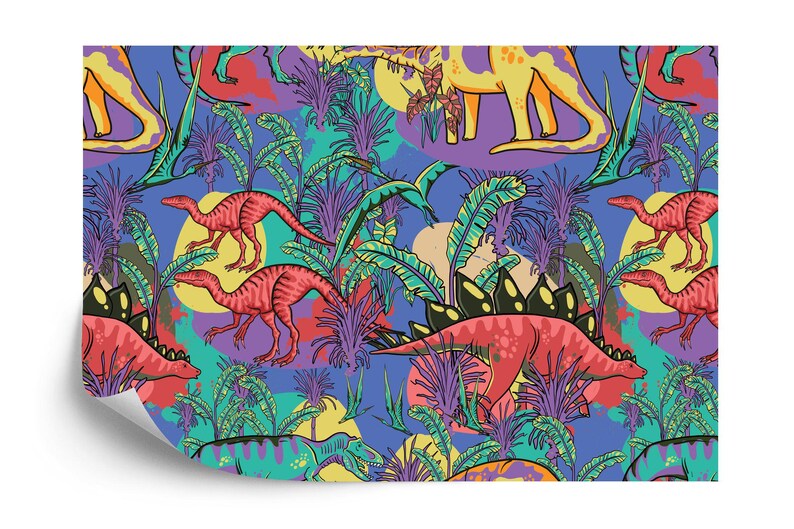 Dinosaur Jungle Wallpaper Mural, Kids Room Decor