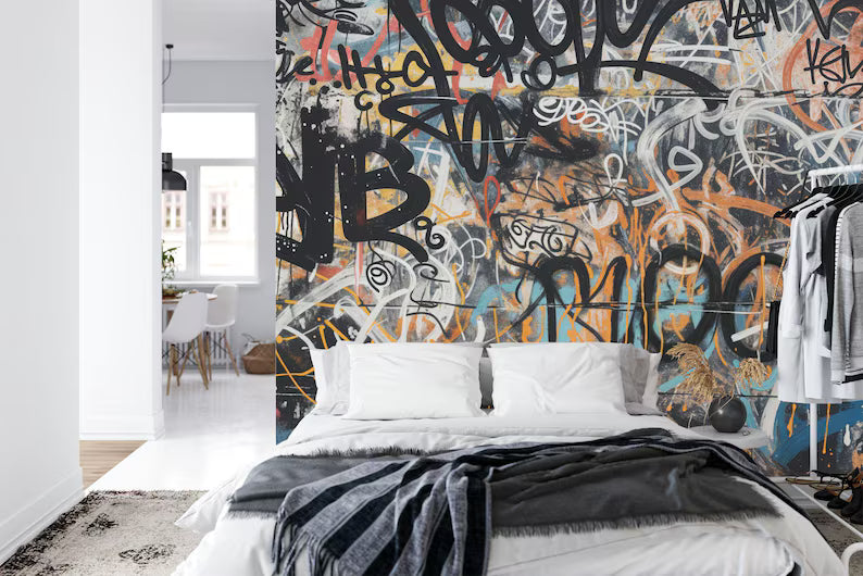 Graffiti Street Wallpaper Mural, Urban Abstract Art