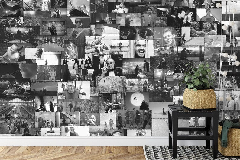 Hollywood Movie Scene Black and White Wallpaper Mural