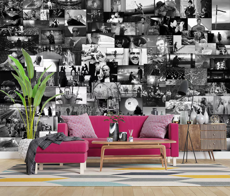 Hollywood Movie Scene Black and White Wallpaper Mural