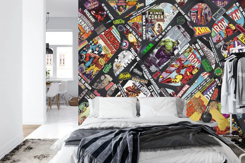 Superheros Comic Book Wallpaper Mural Crossover