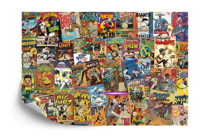 Baseball Comic Book Cover Wallpaper Mural