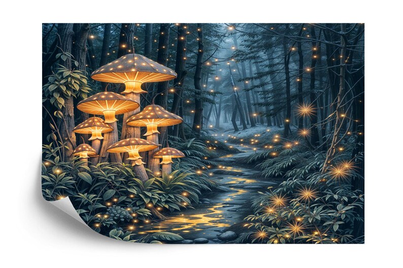 Magical Forest Wallpaper Mural, Fairytale Night Scene