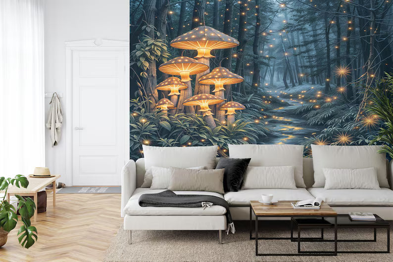 Magical Forest Wallpaper Mural, Fairytale Night Scene