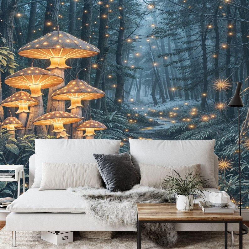 Magical Forest Wallpaper Mural, Fairytale Night Scene
