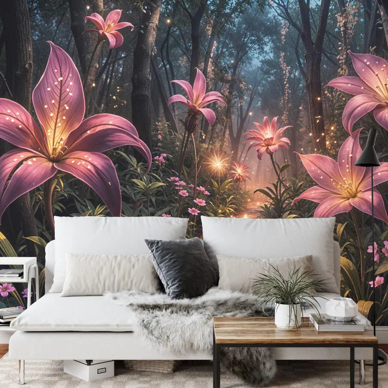 Enchanted Forest Flower Wall Mural Art Print