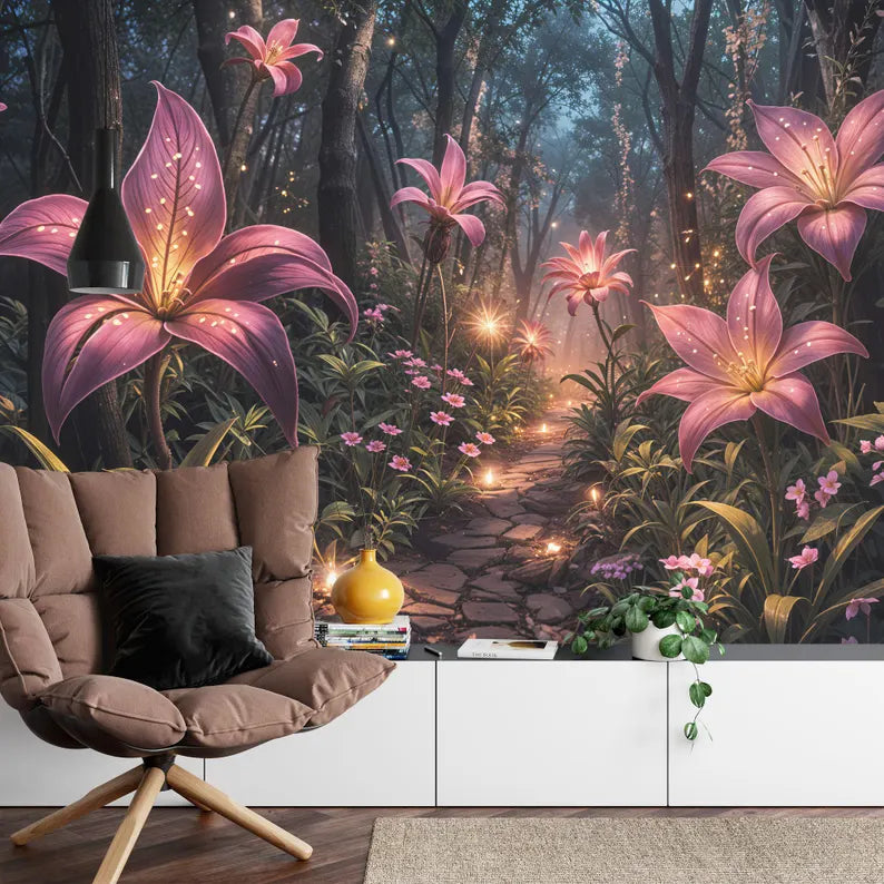 Enchanted Forest Flower Wall Mural Art Print